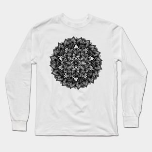 Monochrome Digital Mandala Long Sleeve T-Shirt